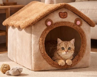 Katzenhaus Bett Innen - Plüsch-Katzenhöhlenbett, gemütliches Katzenhaus, Kätzchenbett, weiches Haustierhaus für Katzen, warmer Katzenversteck, kleines Hundebett
