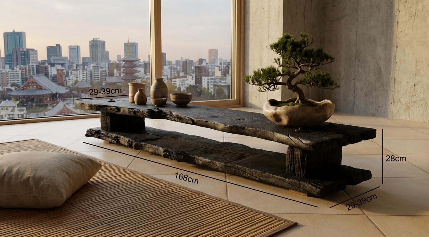 Yakisugi Charred Wood Media Console – Japandi Style TV Stand