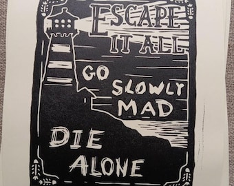 Escape - Impression lino, pinte linogravure, impression bloc
