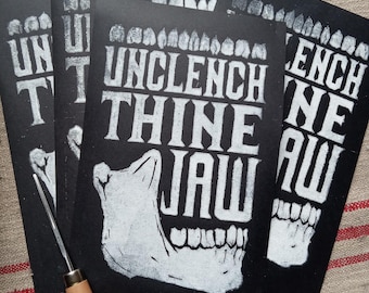 Unclench - Extra Grungy Edition - Lino print, Linoblock Print
