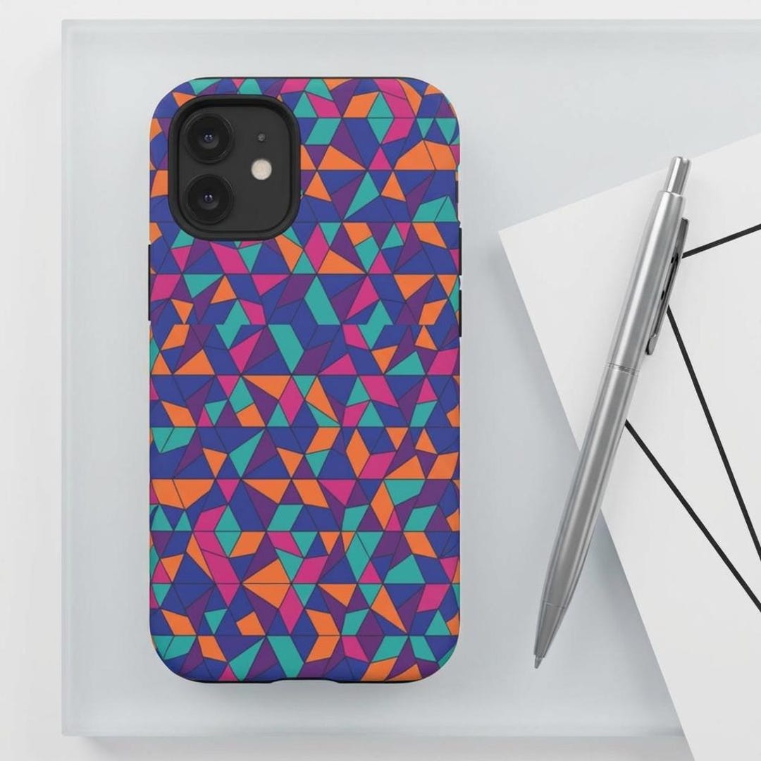Patterned Design Phone Case Colorful Geometric Triangle Pattern Phone Case Gift Idea for Mothers ...