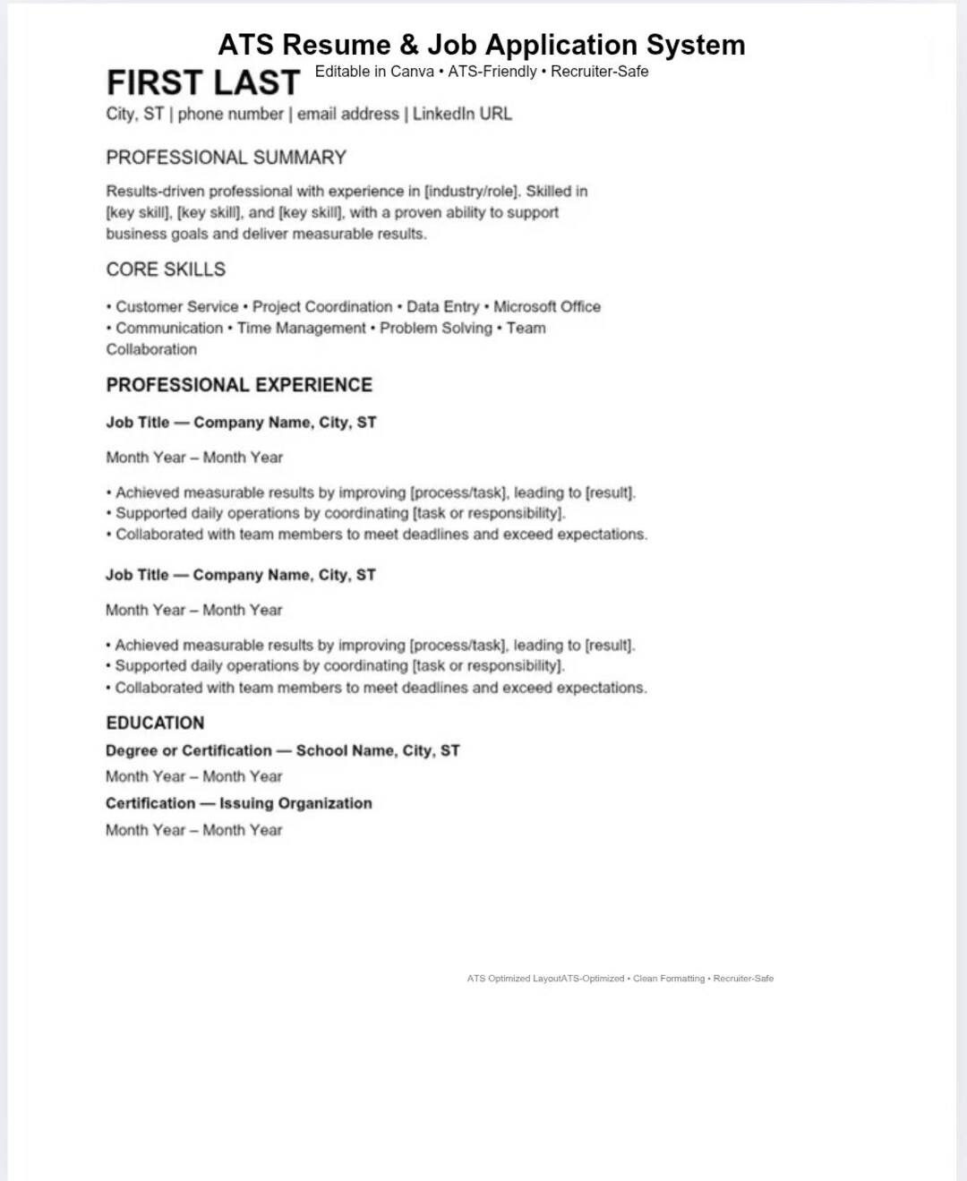ATS Resume & Cover Letter Template Bundle | Job Application Tracker ...