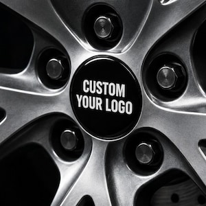 Set of 4 Personalized Wheel Center Cap Decals, Custom Logo 3D Resin Hub Cap Stickers, Custom Car Rim Badges