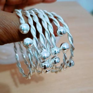 Conjunto de pulseras de bolas de cuentas de plata, pulseras étnicas bohemias apilables