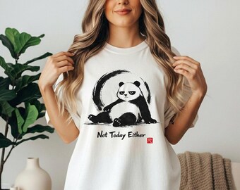 T-shirt Panda unisexe en coton avec motif style sumi