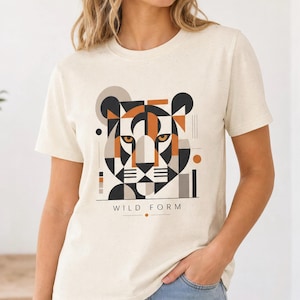 Geometric Tiger T-Shirt, Cotton Bauhaus Graphic Tee | Unisex