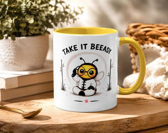 tasse drôle d'abeille | Prenez-le Beeasy Mug | Cadeau mignon pour amoureux des abeilles | Tasse de jeu de mots d'abeille | Cadeau pour les amateurs d'abeilles