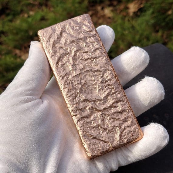 1lb Hand Poured Pure Copper Block – 99.9% Fine Copper Bar, Artisan Cast Ingot