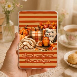 Sweater Weather One More Chapter Kindle Insert – Cozy Fall Reader – Bookish Autumn Gift – Clear Case Cardstock – Paperwhite 11th 12th Gen