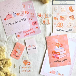 Cozy Fall Reader Gift Set – Bookish Bundle Kindle Insert Magnetic Bookmark Sticker