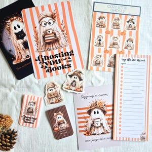 Halloween Book Lover Gift Set – Ghost Bookmarks, Kindle Inserts & Cozy Reader Stationery
