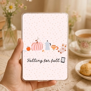 Falling for Fall Kindle Insert – Pumpkin and Reader – Clear Case Cardstock – Cozy Autumn – Paperwhite 11th 12th Gen