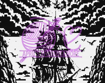 Manta de crochet con mosaico superpuesto "Navegando hacia el vacío" (SOLO PATRÓN)