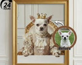 Custom Royal Chihuahua Portrait from Photo, Pet Art, Digital Download Wall Print, 24h Delivery