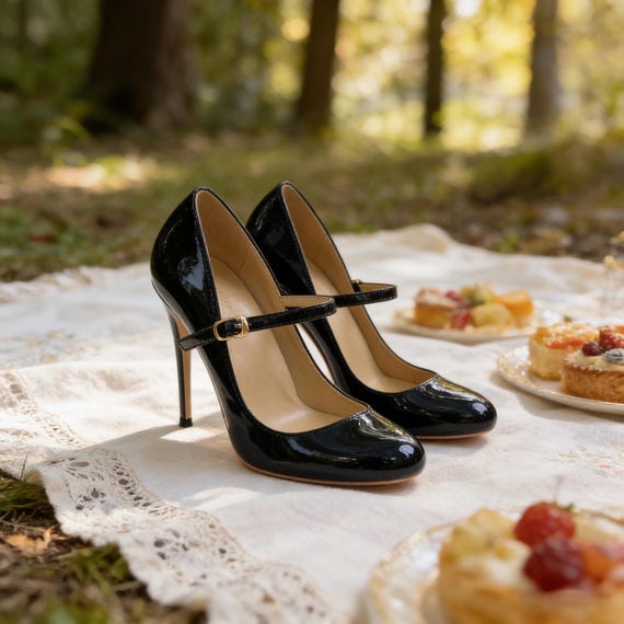 Customized insoles,Black Patent Mary Jane Stiletto Pumps | Retro Wedding Guest Heels | Formal Dress Shoes