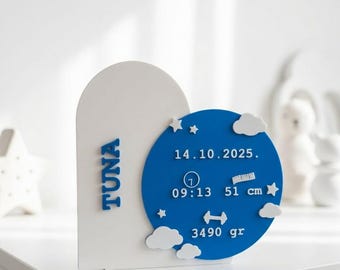 Newborn Name Plaque with Birth Details – 3D Printed Baby Keepsake