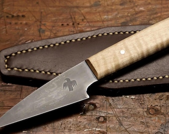 Handcrafted Kiridashi Knife with Soft Leather Sheath