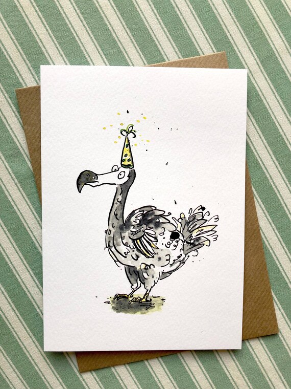 Fête Dodo Oiseau Anniversaire Célébration Carte Emma Armitage Illustration