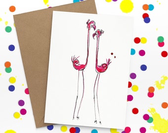 Funny Flamingos |  Valentine's / Anniversary | Blank Card