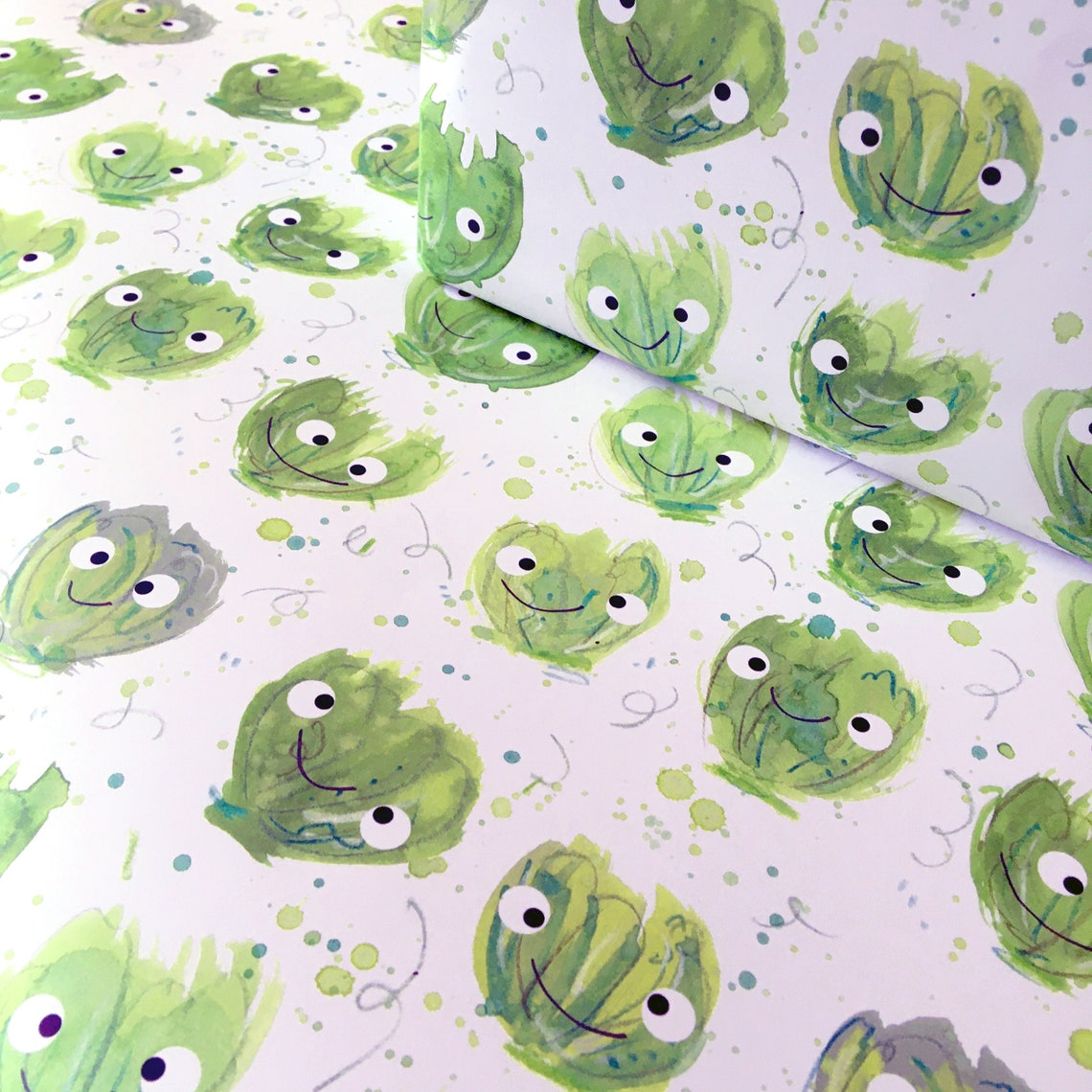 Brussel Sprout Art Wrapping Paper Festive Christmas Gift Etsy