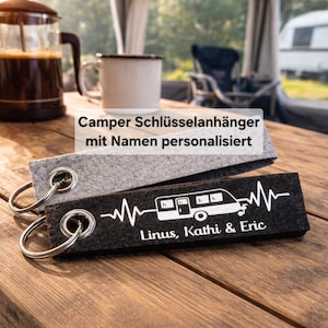 Camper Schlüsselanhänger personalisiert | Wohnmobil Anhänger Filz | Vanlife Geschenk | Camper Geschenk | Schlüsselanhänger Camper