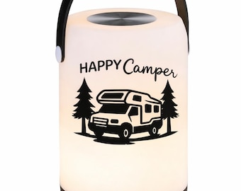 Personalisierte Camping Lampe Wohnmobil | LED Lampe Camper | Vanlife Licht | Geschenk Camper | Wohnwagen Deko | Name hinten optional