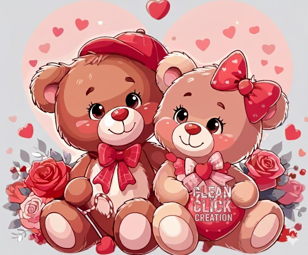 Teddy Bear Couple PNG | Valentine's Day Clipart (digital Download) - Etsy