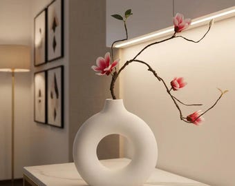 Modern Minimalist Ceramic Vase – Hollow Round Flower Pot – Scandinavian Home Decor Elegant Design