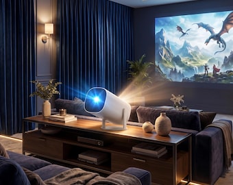 Miniproyector HD inteligente – Proyector portátil con WiFi y Bluetooth – Cine en casa compacto – Compatible con smartphones, TV Sticks y PCs