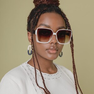 Gafas de sol extragrandes / Lentes tintados y montura de acetato llamativa / Protección UV400 Blanco