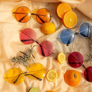 オーバーサイズのラウンドサークルワイヤーフレームサングラス