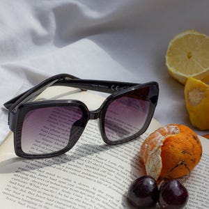 Gafas de sol extragrandes / Lentes tintados y montura de acetato llamativa / Protección UV400 imagen 11