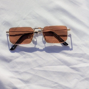 Nose Bridge Angular Rectangle Aviator Sunglasses