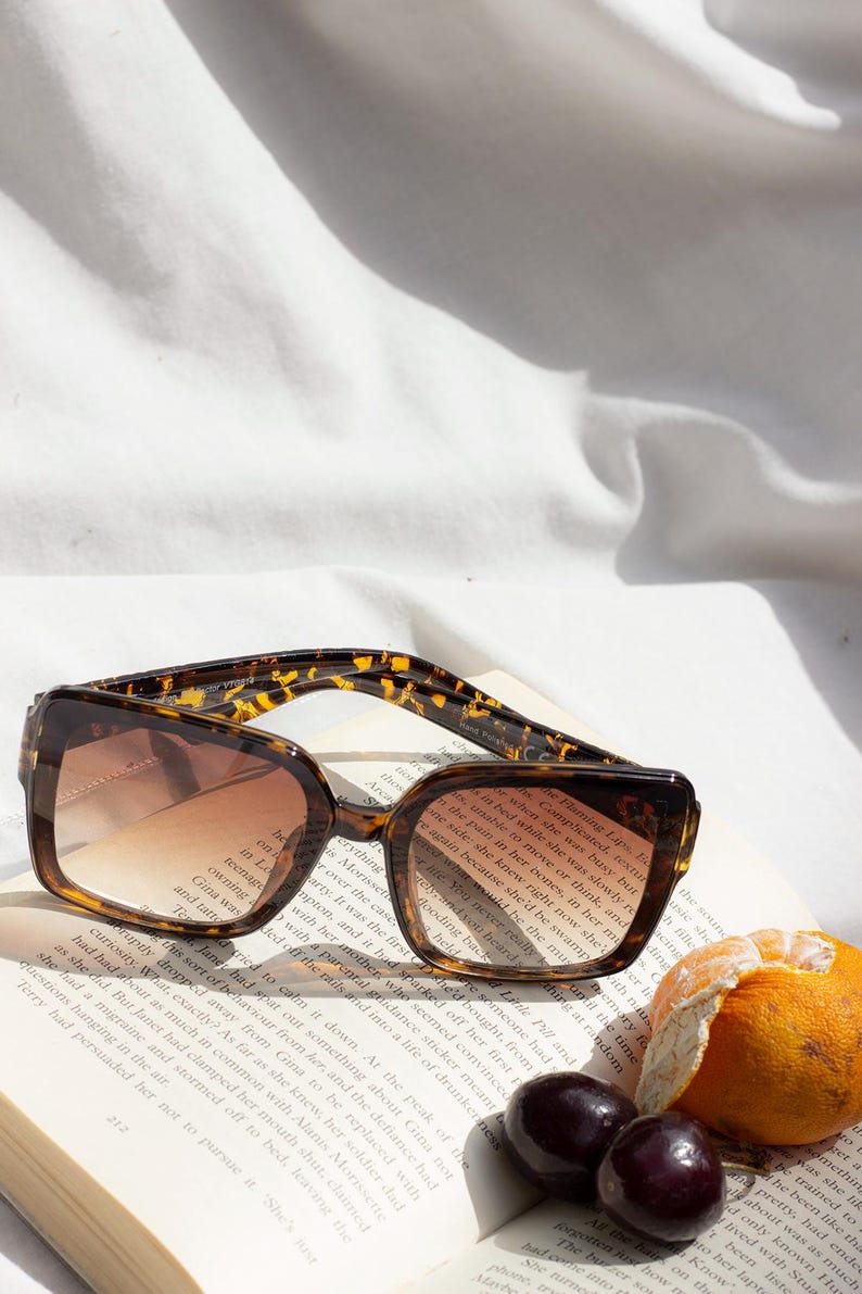 Gafas de sol extragrandes / Lentes tintados y montura de acetato llamativa / Protección UV400 Tortoise Shell