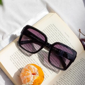 Gafas de sol extragrandes / Lentes tintados y montura de acetato llamativa / Protección UV400 Negro