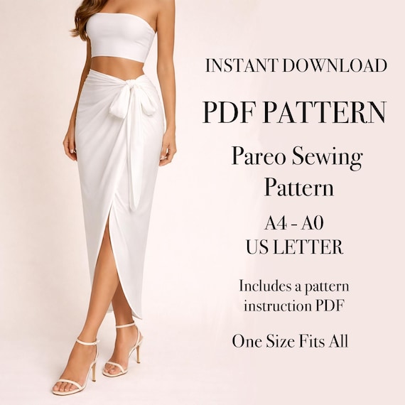 beach cover up wrap dress pattern Skirt Sewing | Sarong Pareo Tie, (PDF Pattern) Style:ES01819DN Sienna Cobalt Blue Square Women's Dresses & Tunics Towel Digital PDF dressmaking patterns