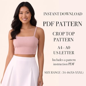 Molde para Corset de Top Cropped | Top Estilo Corset (Molde em PDF, Tamanhos 2-14)