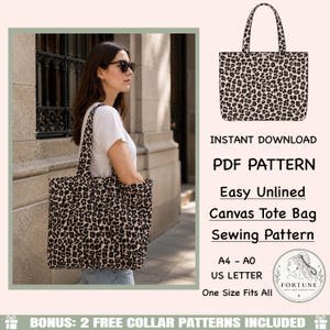 Easy Canvas Tote Bag Sewing Pattern | Market Bag, Shopper (PDF Download)