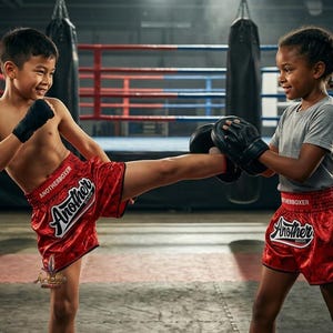 Pantalones cortos de Muay Thai, pantalones cortos de boxeo tailandés, pantalones cortos de kickboxing y MMA, ropa de entrenamiento de artes marciales para hombres, mujeres y niños, de secado rápido. imagen 4