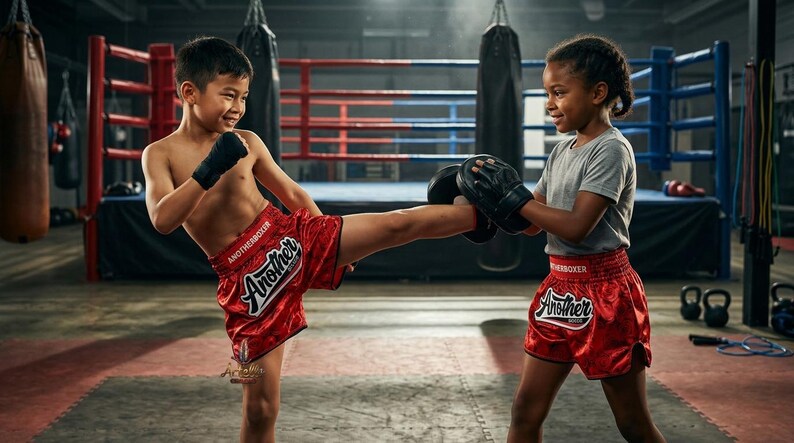 Pantalones cortos de Muay Thai, pantalones cortos de boxeo tailandés, pantalones cortos de kickboxing y MMA, ropa de entrenamiento de artes marciales para hombres, mujeres y niños, de secado rápido. imagen 4