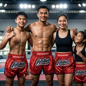 Pantalones cortos de Muay Thai, pantalones cortos de boxeo tailandés, pantalones cortos de kickboxing y MMA, ropa de entrenamiento de artes marciales para hombres, mujeres y niños, de secado rápido. imagen 11