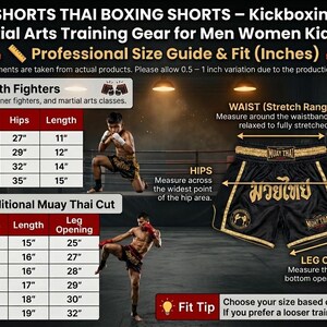 Pantalones cortos de Muay Thai, pantalones cortos de boxeo tailandés, pantalones cortos de kickboxing y MMA, ropa de entrenamiento de artes marciales para hombres, mujeres y niños, de secado rápido. imagen 12