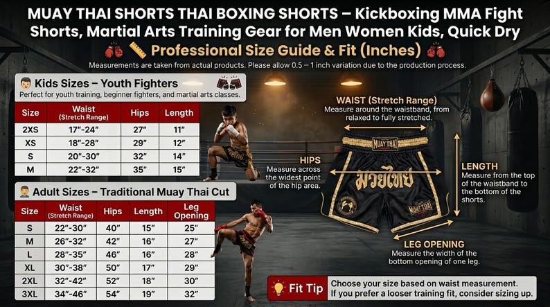 Pantalones cortos de Muay Thai, pantalones cortos de boxeo tailandés, pantalones cortos de kickboxing y MMA, ropa de entrenamiento de artes marciales para hombres, mujeres y niños, de secado rápido. imagen 12