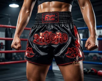 Pantalones cortos de Muay Thai, pantalones cortos de boxeo tailandés, pantalones cortos de kickboxing y MMA, ropa de entrenamiento de artes marciales para hombres, mujeres y niños, de secado rápido.
