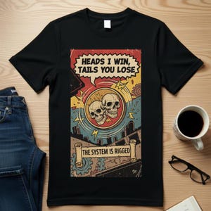 Vintage Comic Skull T-Shirt | The System Is Rigged Graphic Tee