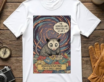 Camiseta divertida de zarigüeya: camiseta con meme retro, disociación diaria