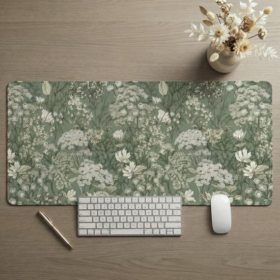Vintage Floral Mouse Pad | Non-Slip Rubber Desk Mat, Office Keyboard Table Mat