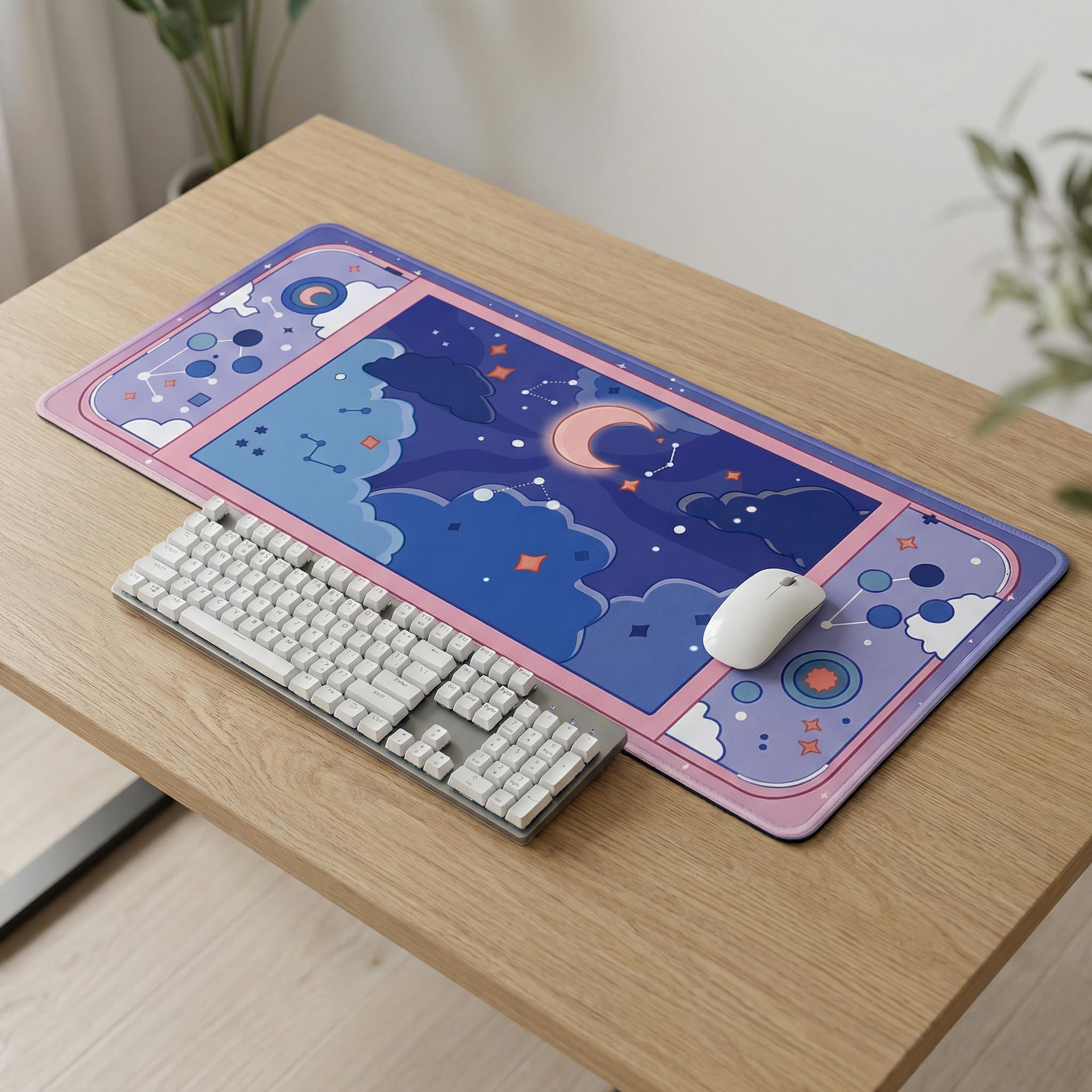 Moon Stars Extended Desk Mat | Gaming Mouse Pad - Etsy