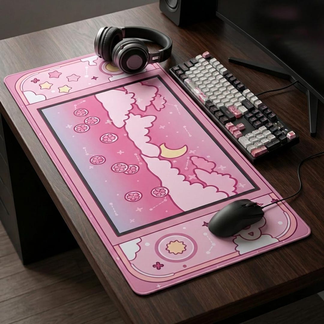 Moon Stars Extended Desk Mat | Gaming Mouse Pad - Etsy