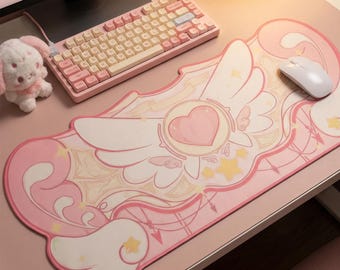 Kawaii Winged Heart Desk Mat | Gaming Mousepad